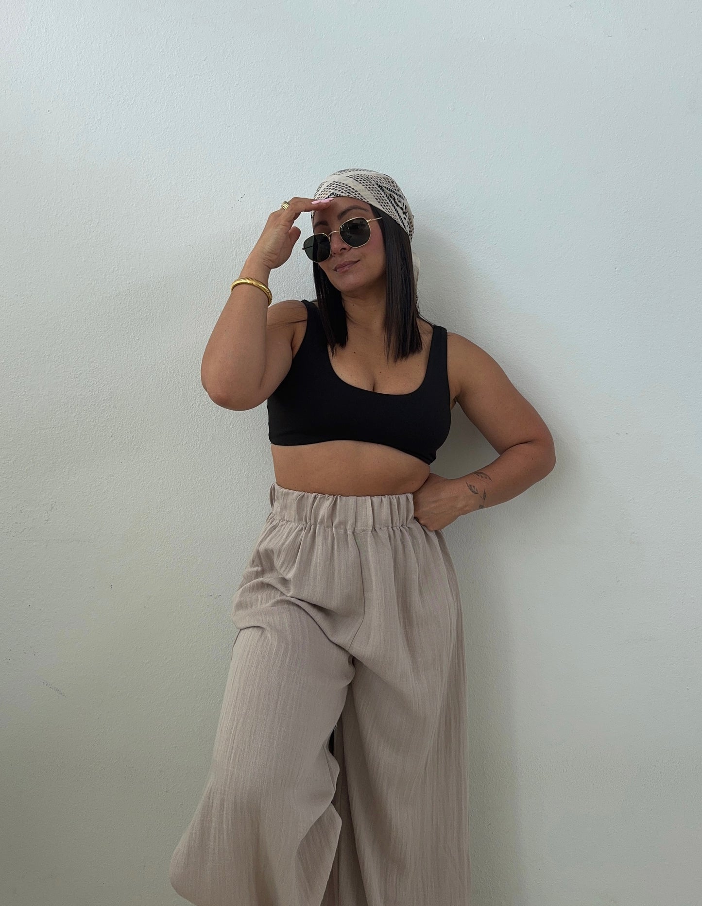 Wavy Bra Top, Black