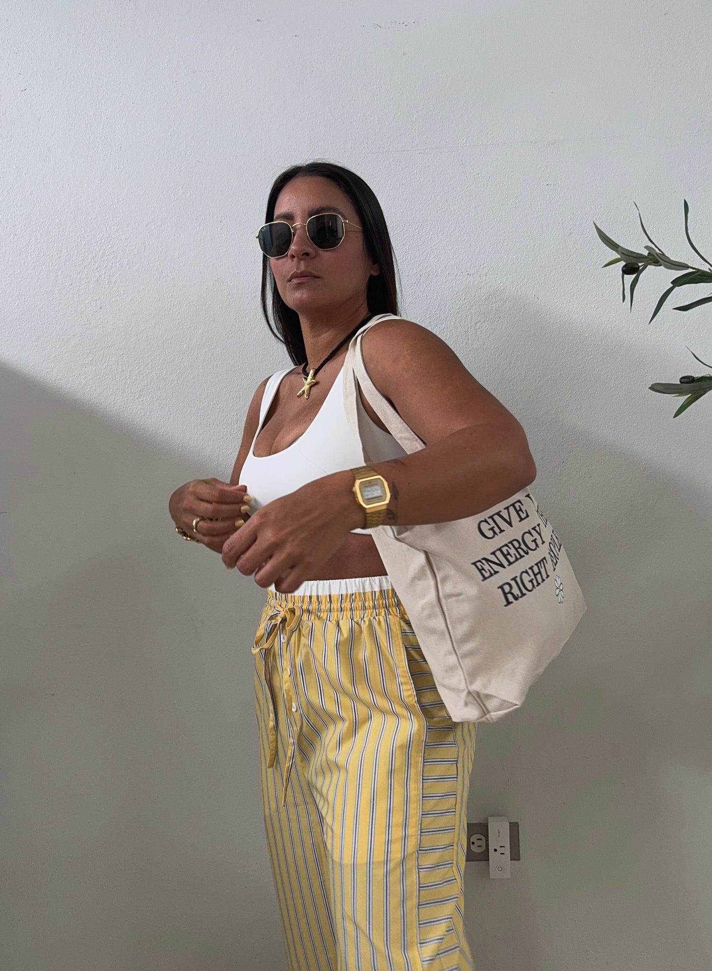 Exposed Waist Striped Boxer Pants