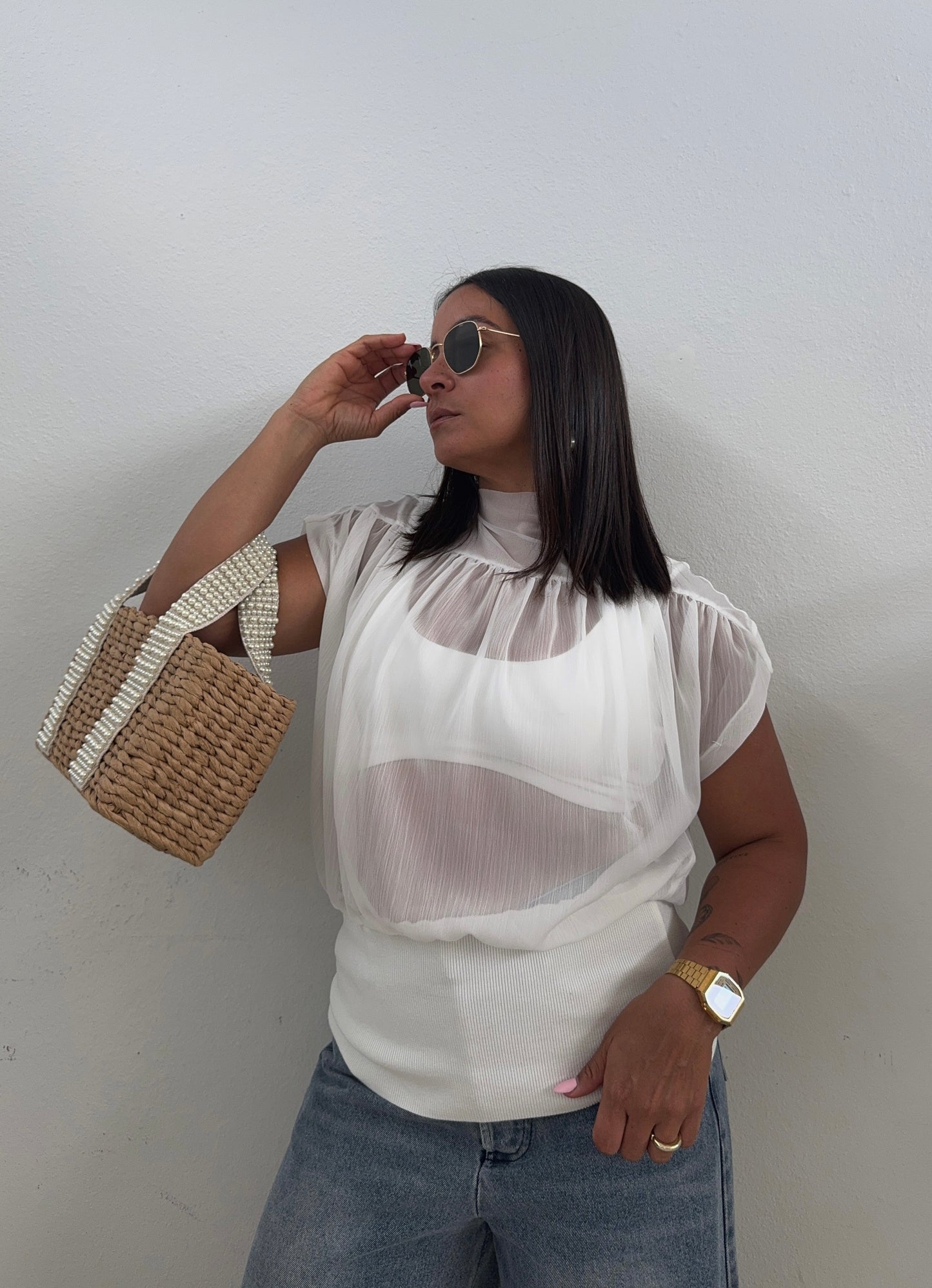 White Semi Sheer top