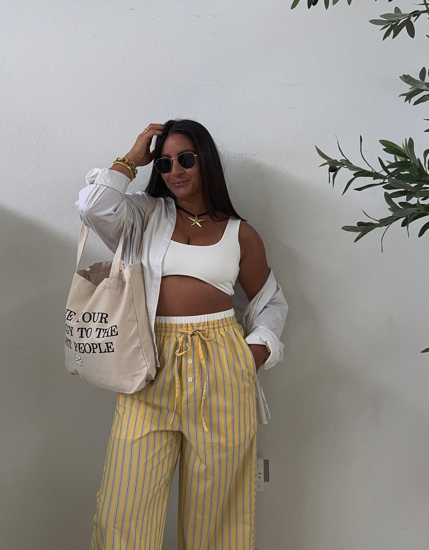 Exposed Waist Striped Boxer Pants