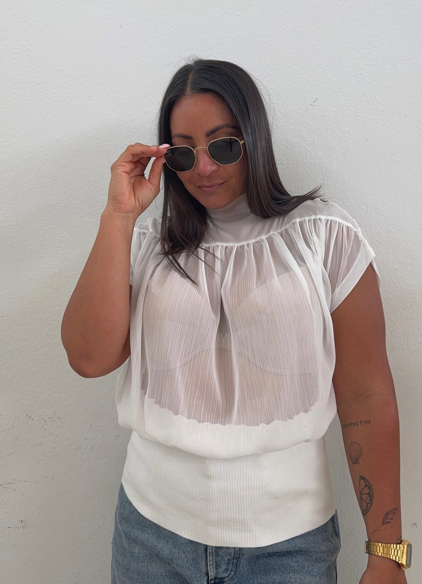 White Semi Sheer top