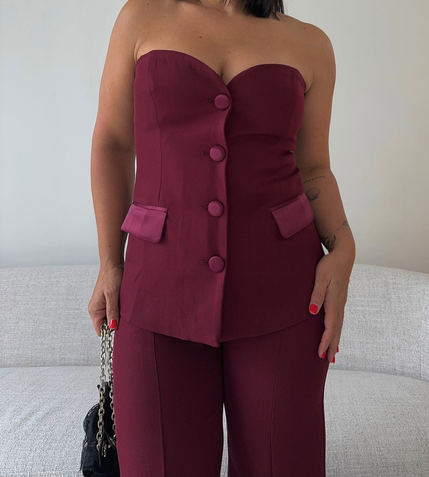 Burgundy Tube Top & Pants Set