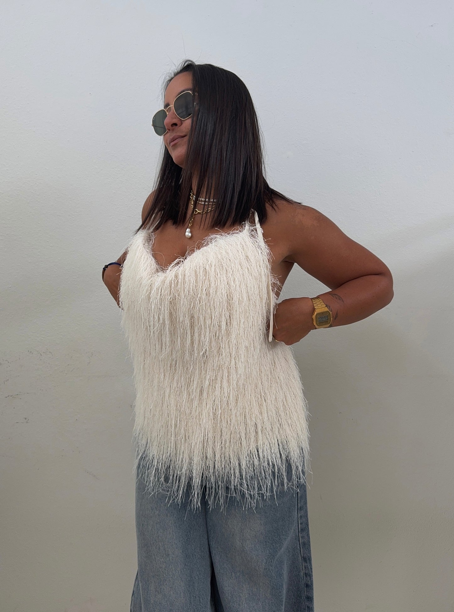 Fuzzy Halter Tank Top