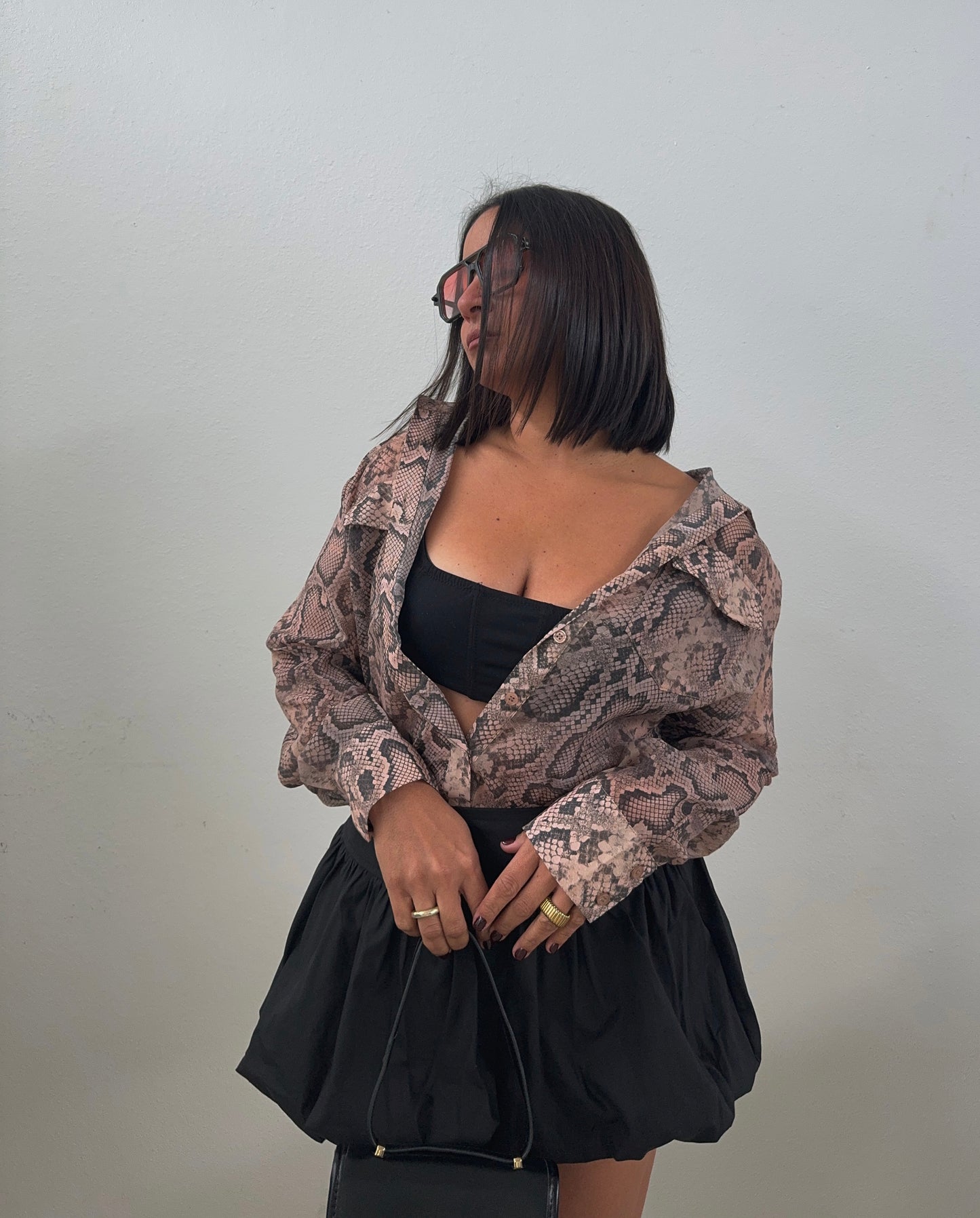 Snake Sheer Button Down Shirt