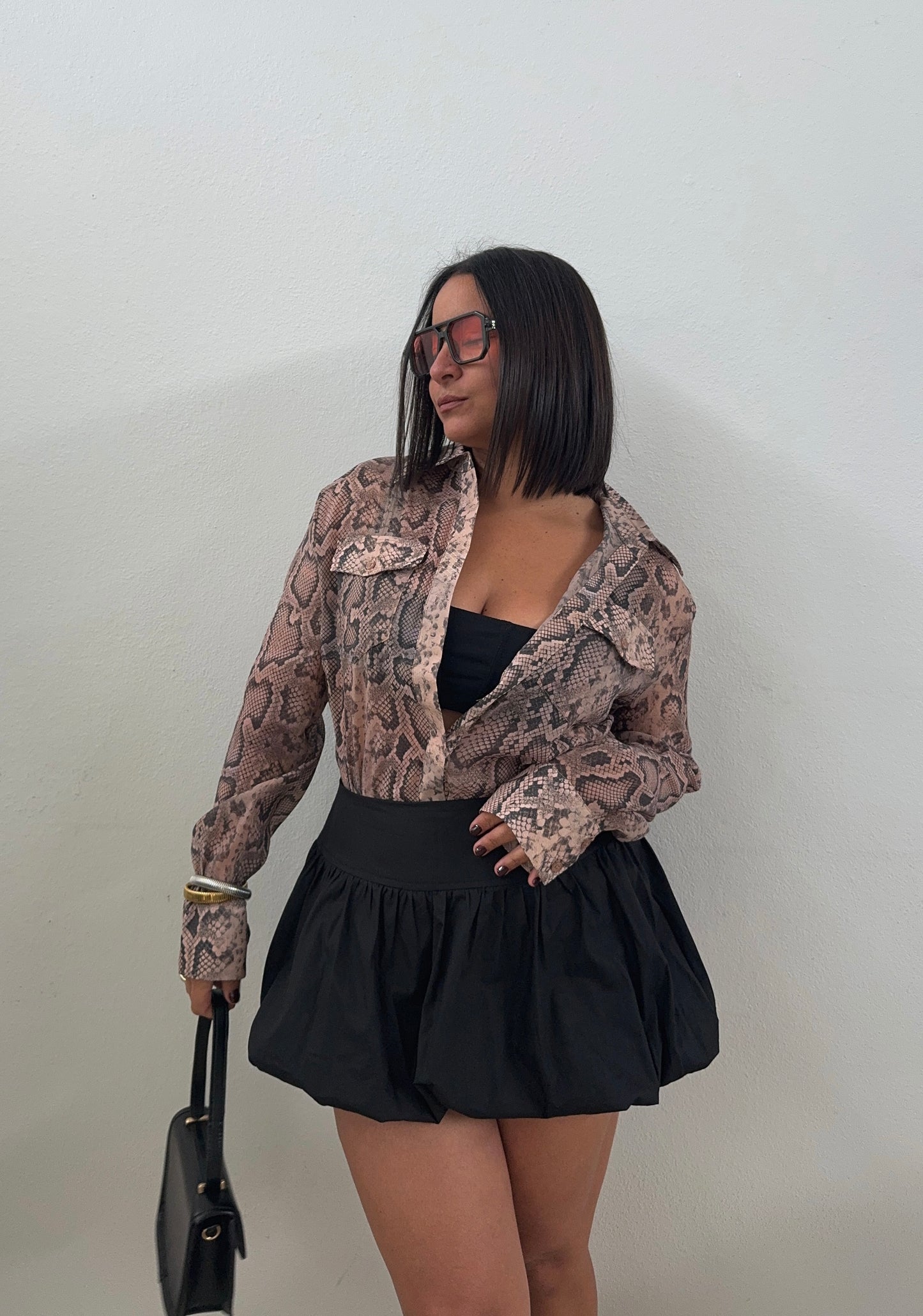 Snake Sheer Button Down Shirt