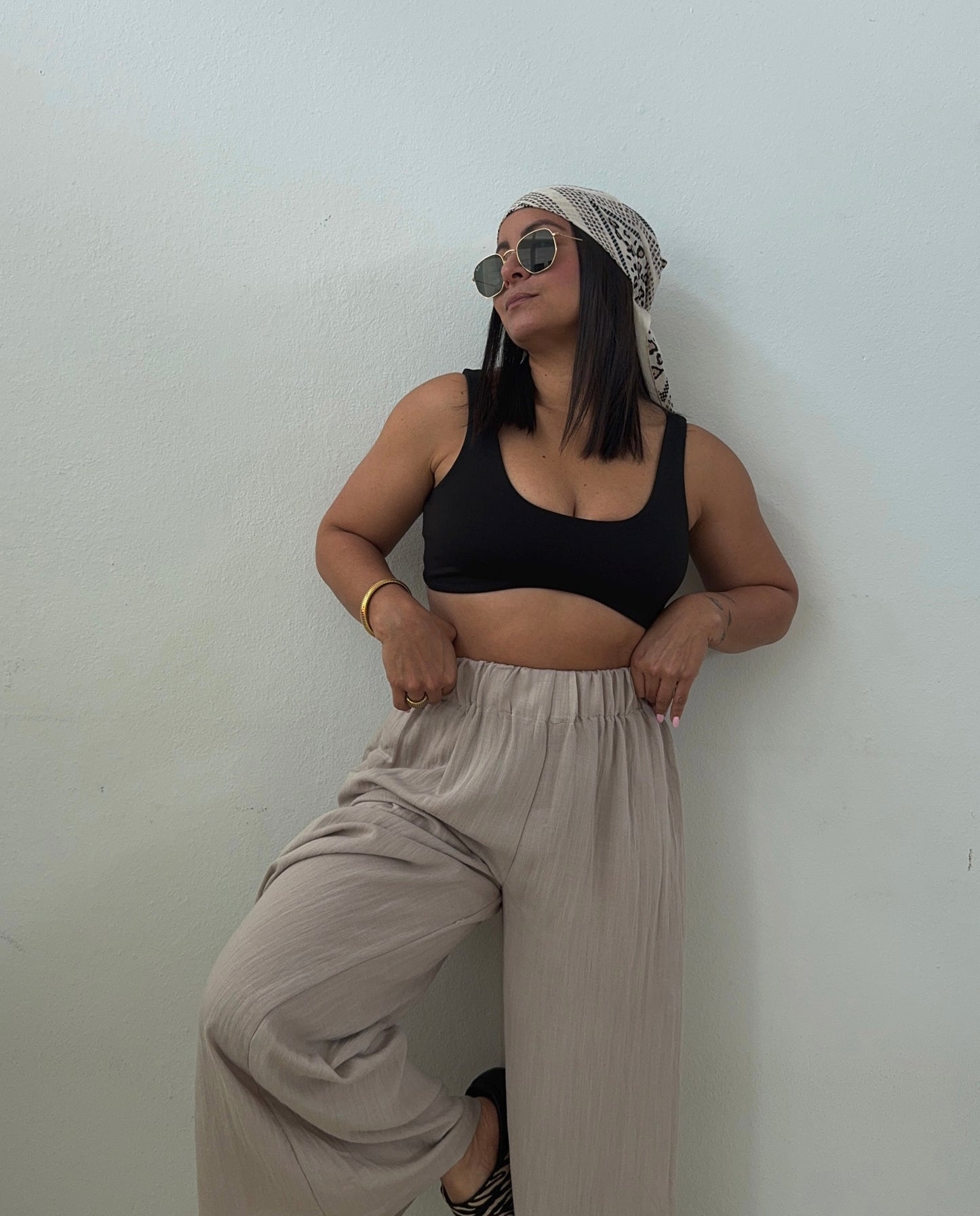 Wavy Bra Top, Black
