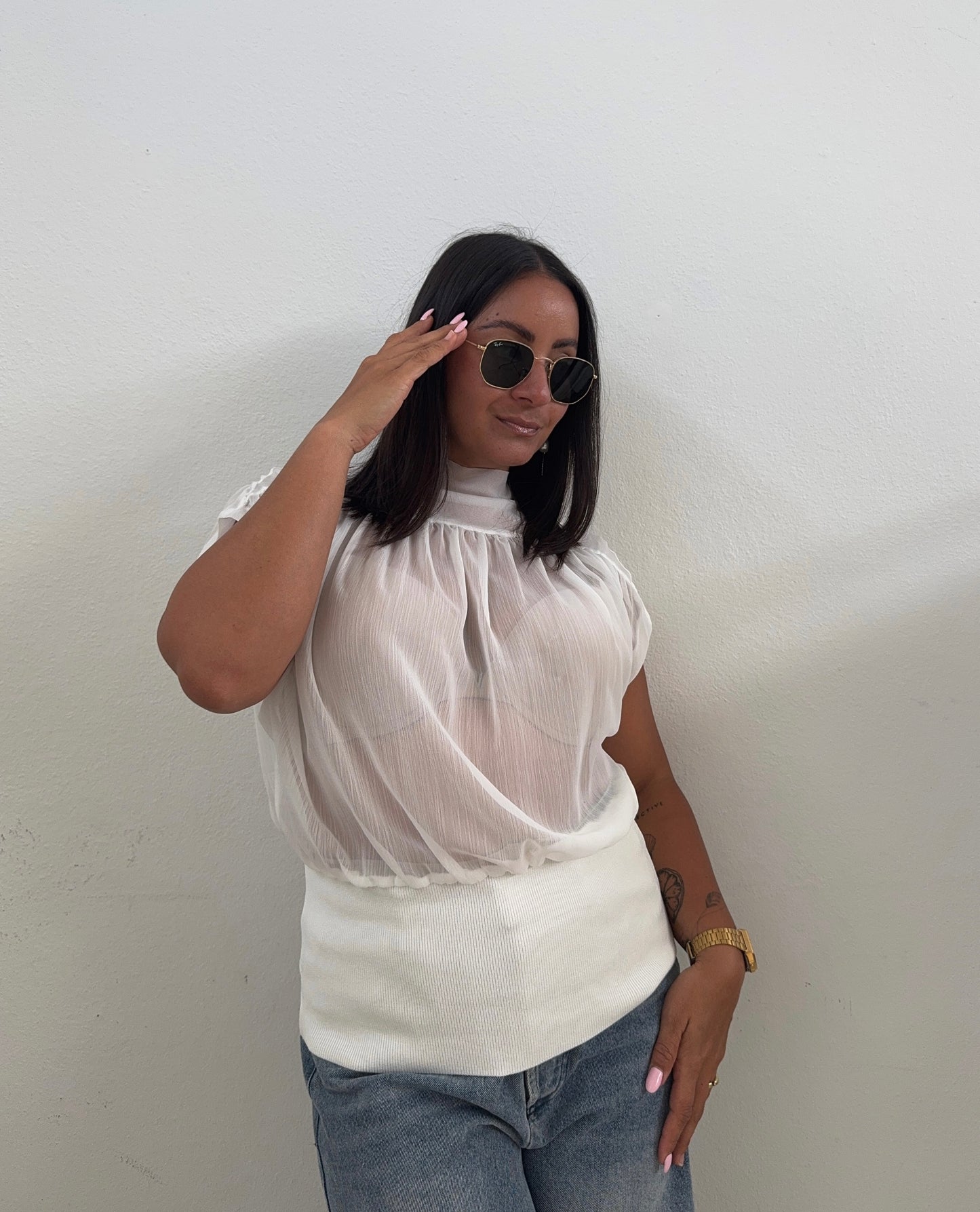 White Semi Sheer top