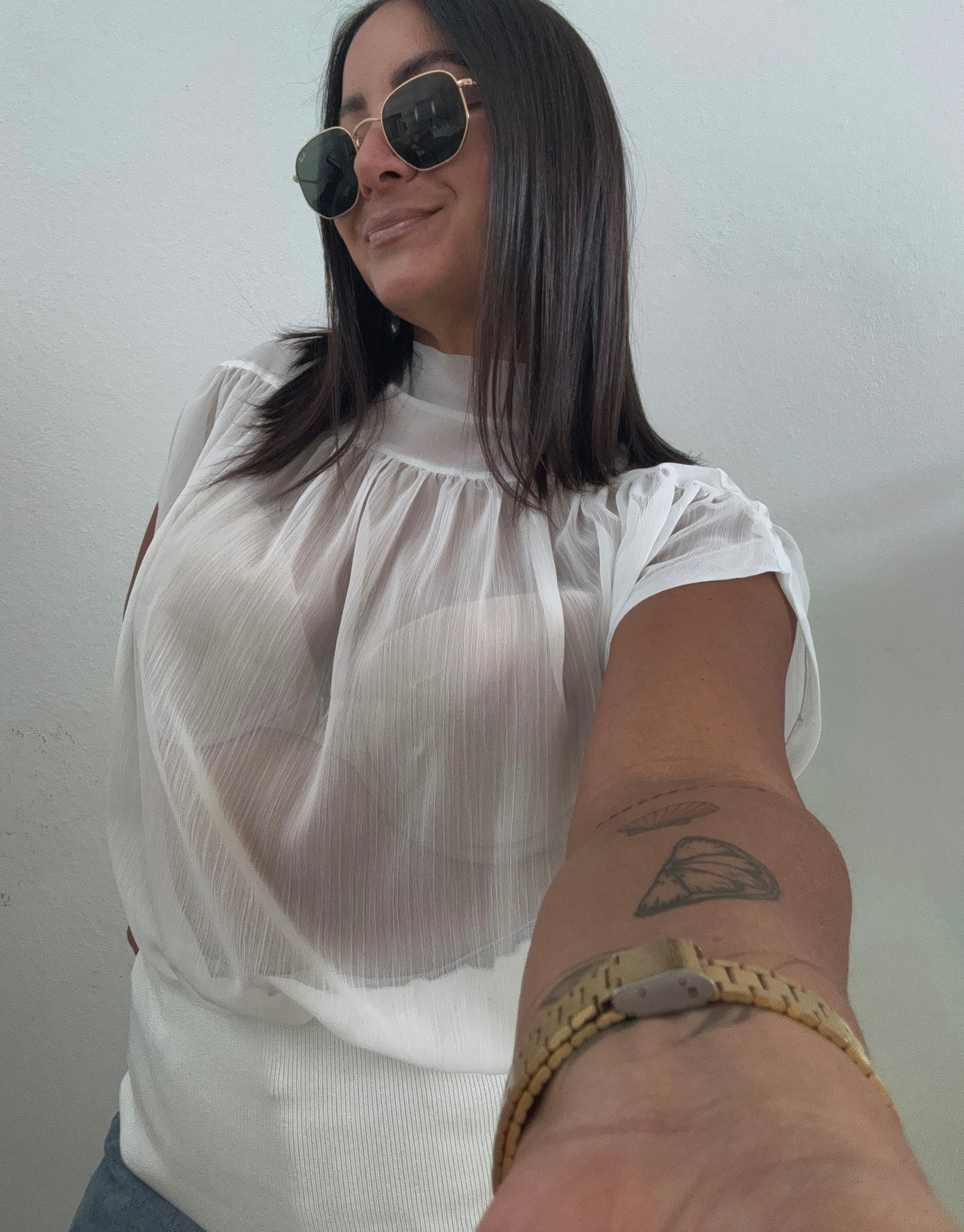 White Semi Sheer top