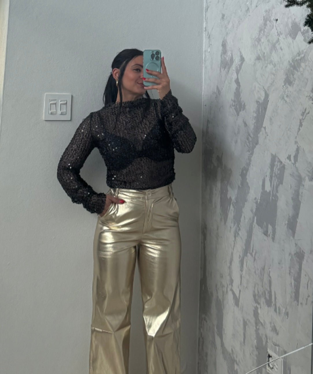 Sequin Fishnet Top