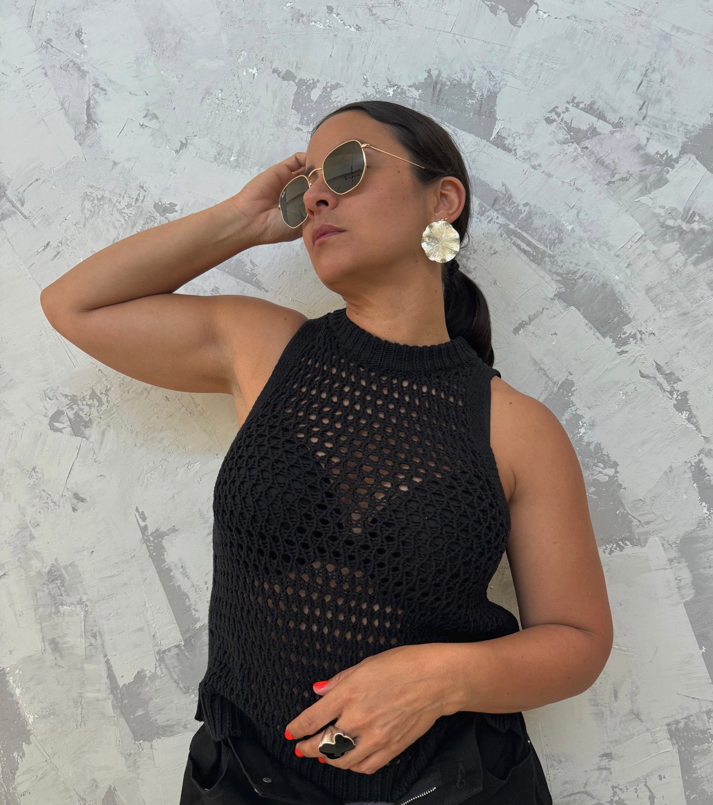 Black Crochet Top