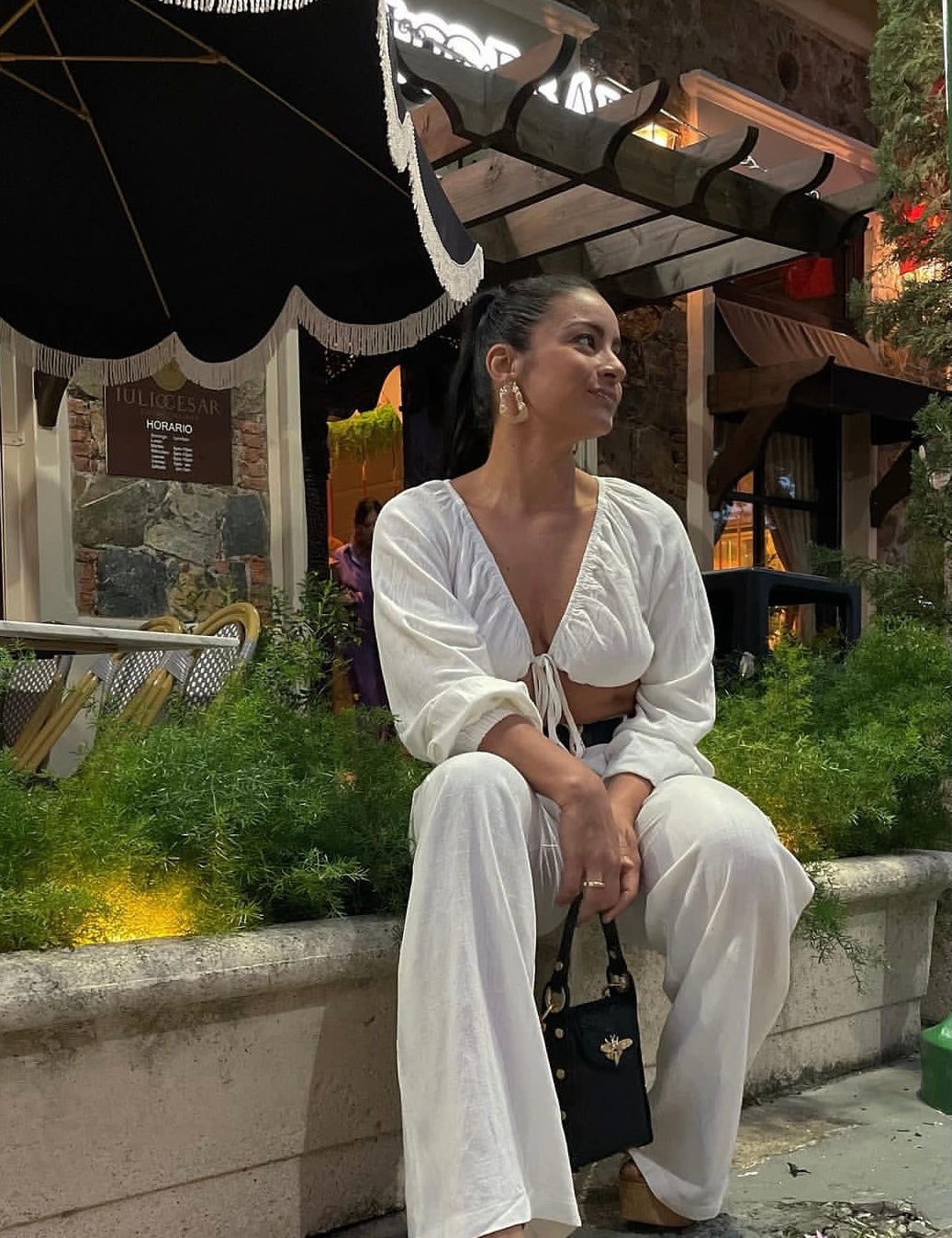 Off White Linen Cargo Pants