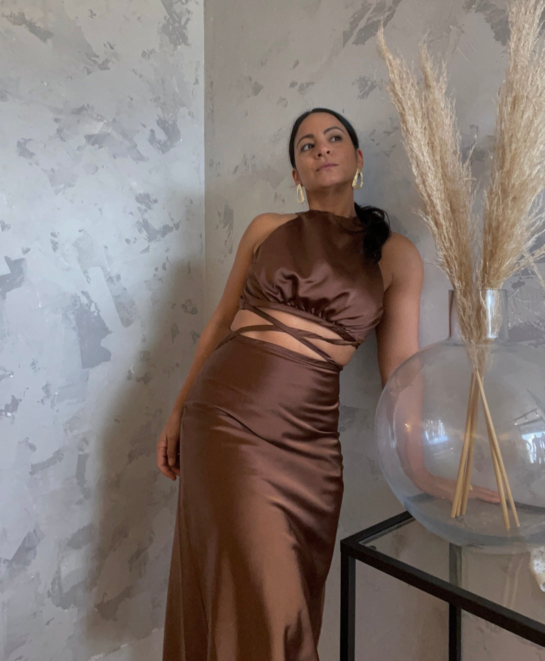 Cognac Midi Dress