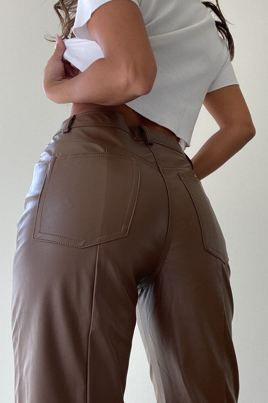 Wood Leather Pants