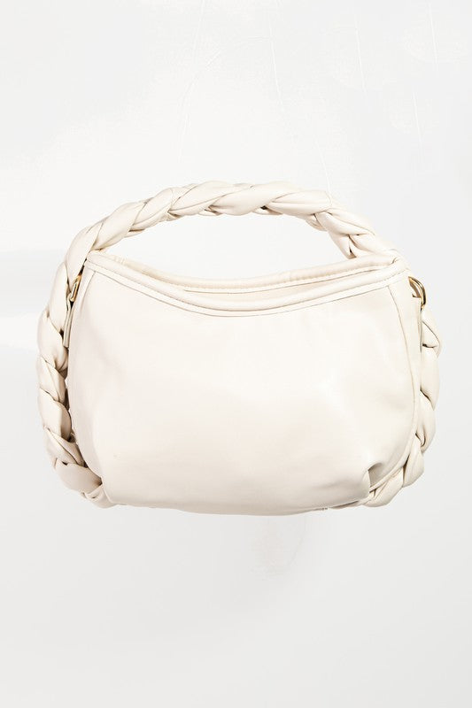 Faux Leather Braid Twist Handle Bag