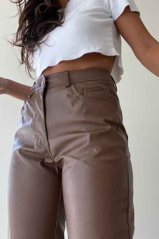 Wood Leather Pants