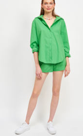 Green Button Down & Shorts Set