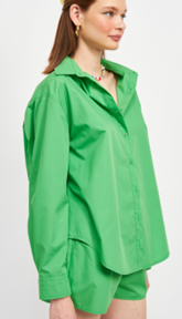 Green Button Down & Shorts Set