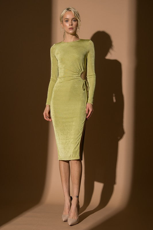 Mia Dress: Green Bodycon Midi Dress