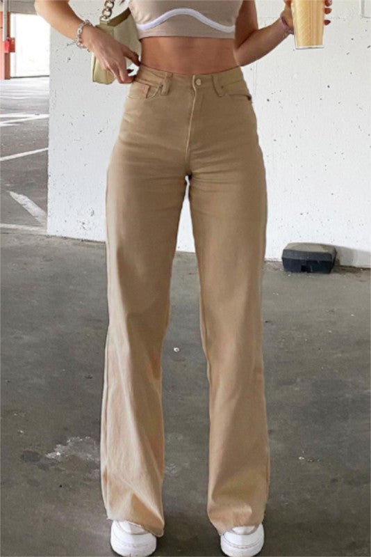 Khaki Flare Jeans