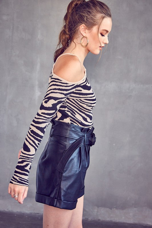 Cut Off Animal Print Top