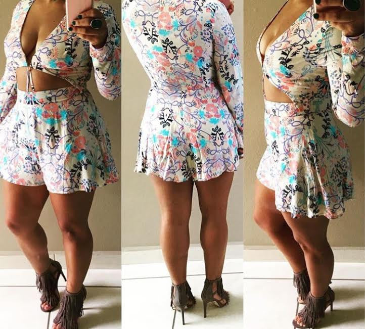 Floral Cut Out Romper
