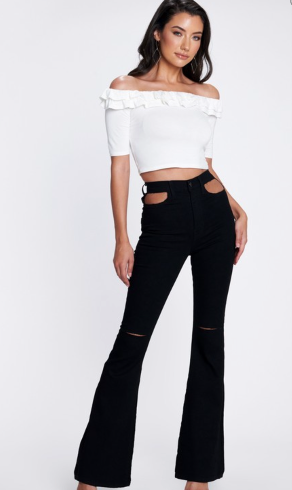 Hip Bone Distressed Jeans