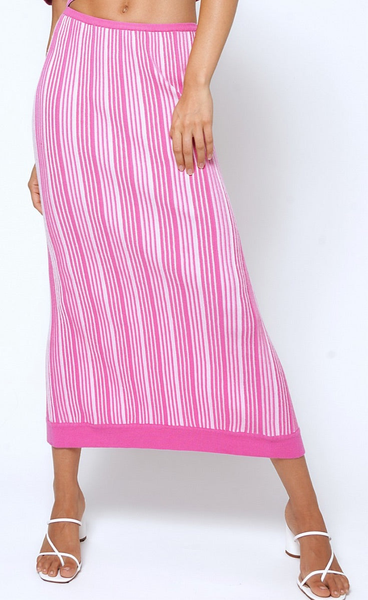 Pink Color Block Skirt