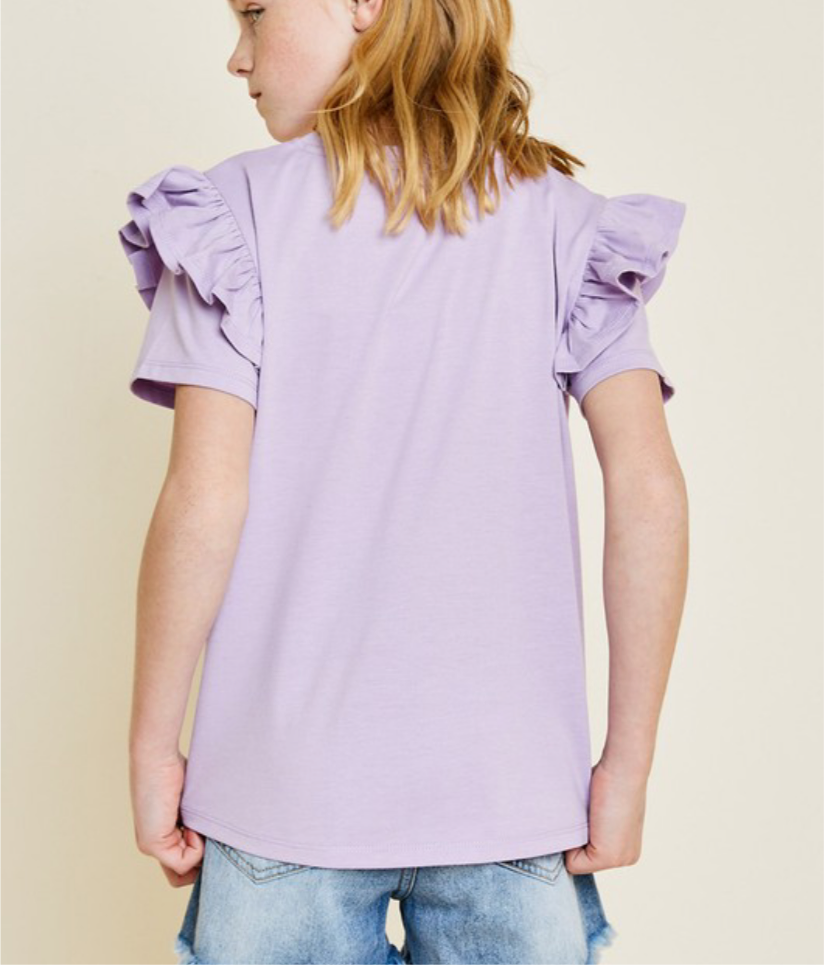 Ruffle Sleeves Pocket Tee