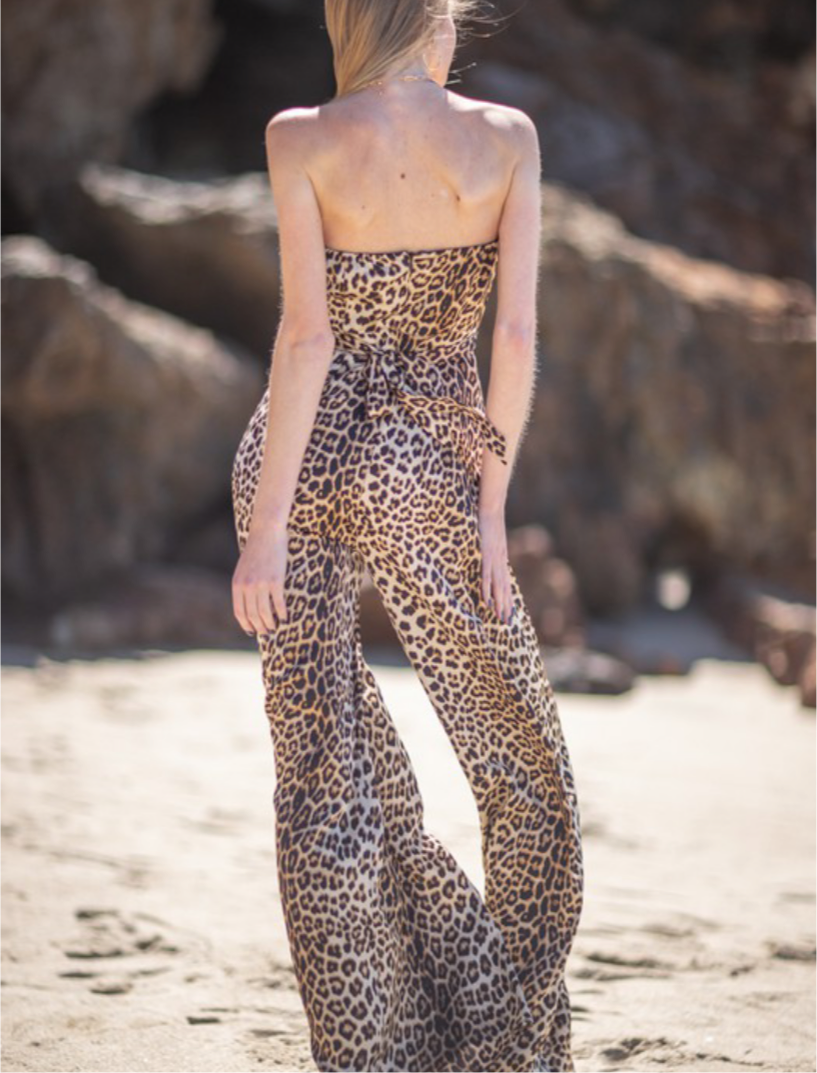 Strapless 2024 leopard jumpsuit