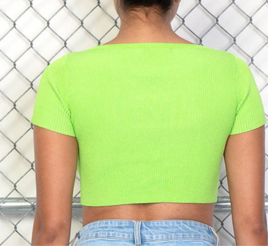 Lime Lace Up Metal Chain Top
