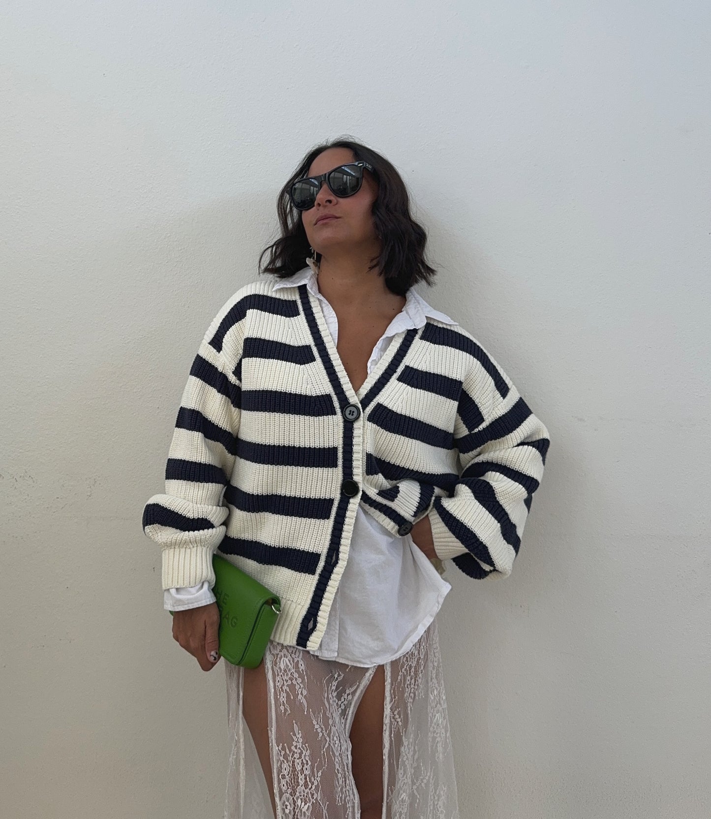 Baggy & Oversized Striped Knit Cardigan