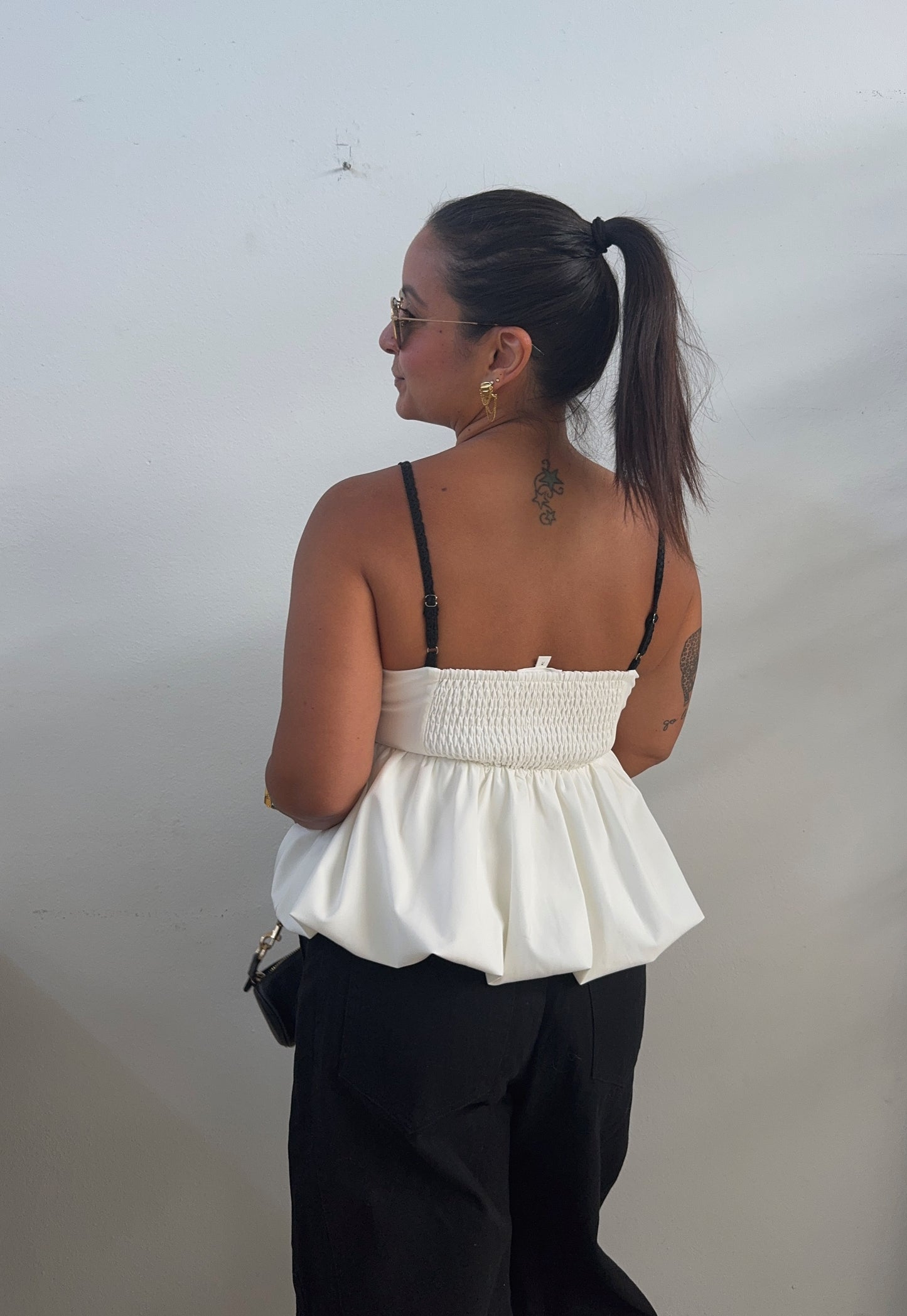 Peplum Crochet Detail Top
