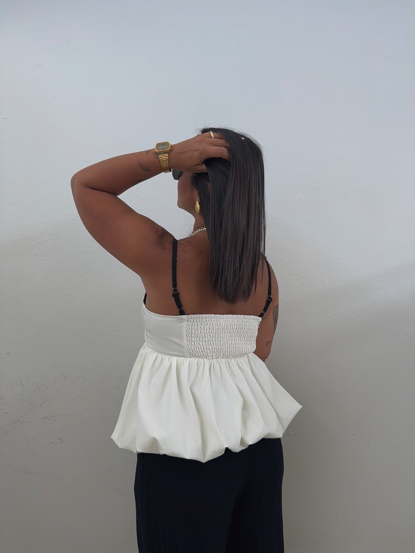 Peplum Crochet Detail Top