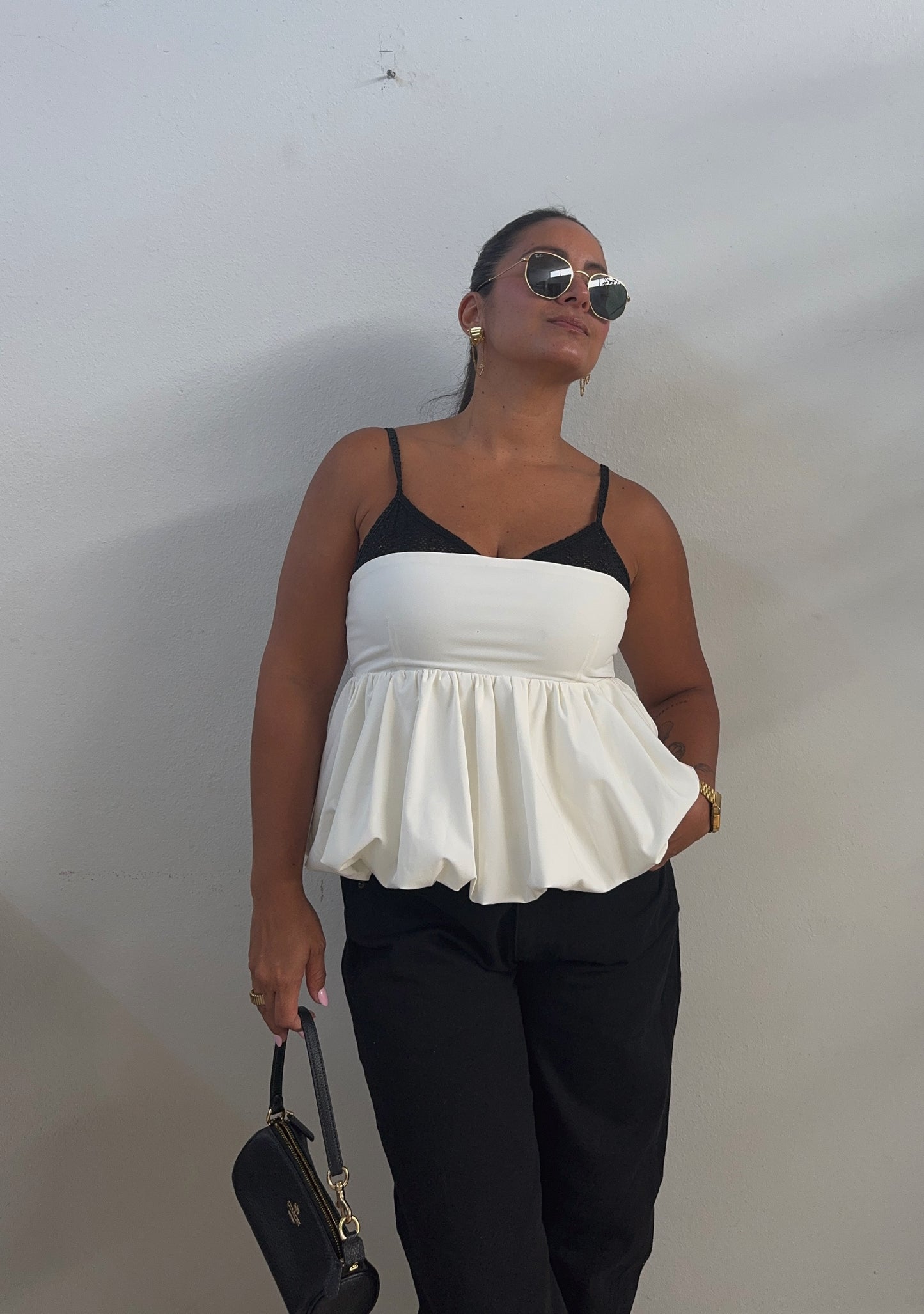 Peplum Crochet Detail Top
