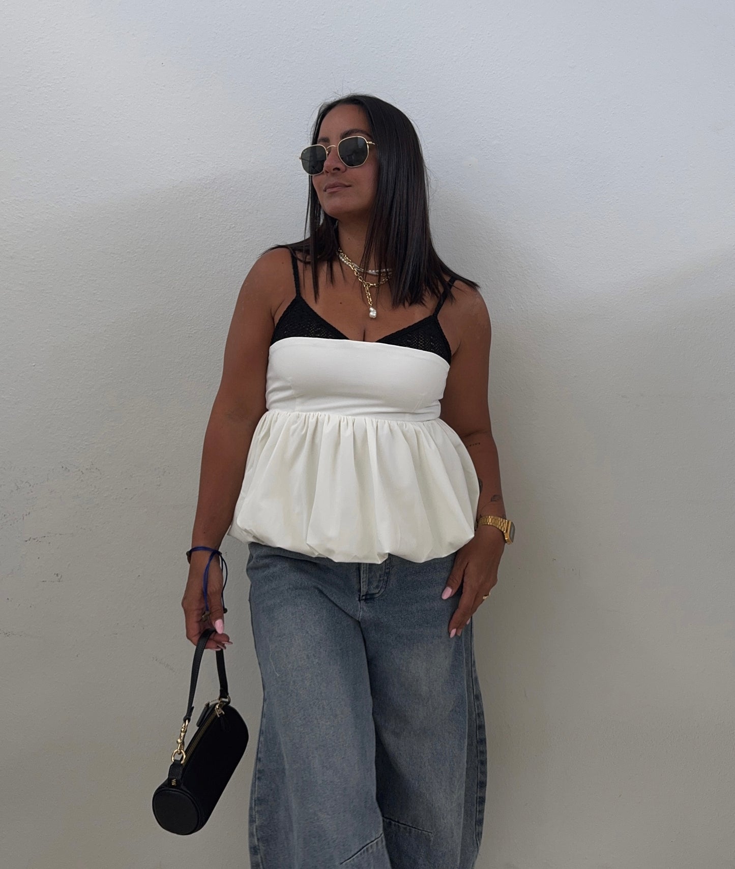 Peplum Crochet Detail Top