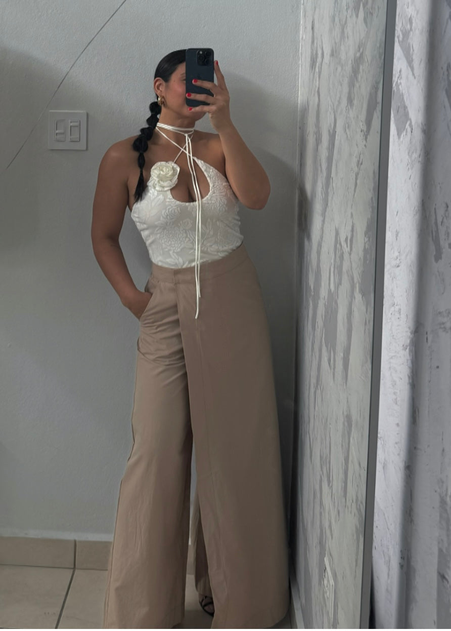 Taupe Overlap Pants