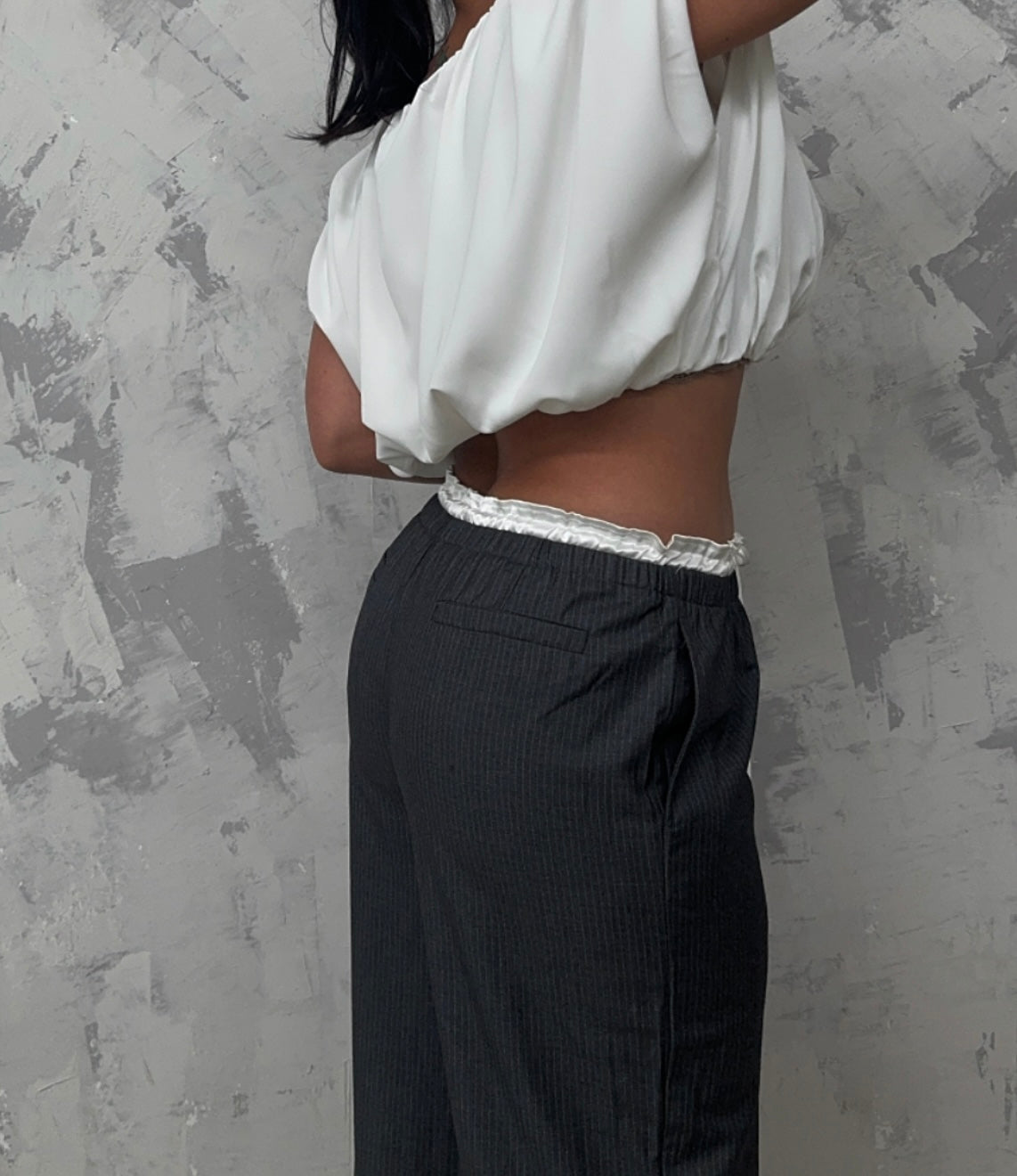 Satin Contrast Pinstripe Trousers