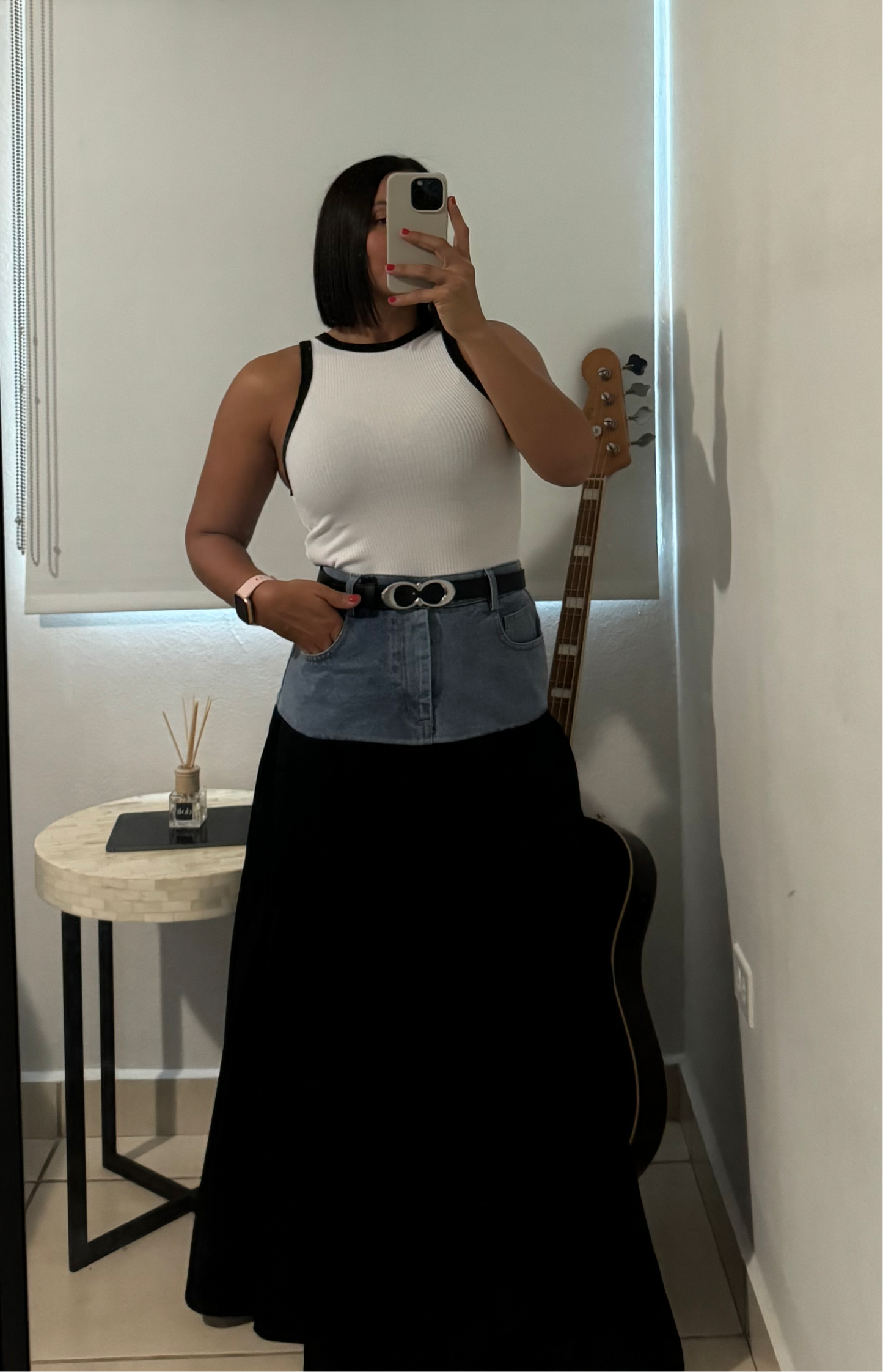 White and Black Contrast Top