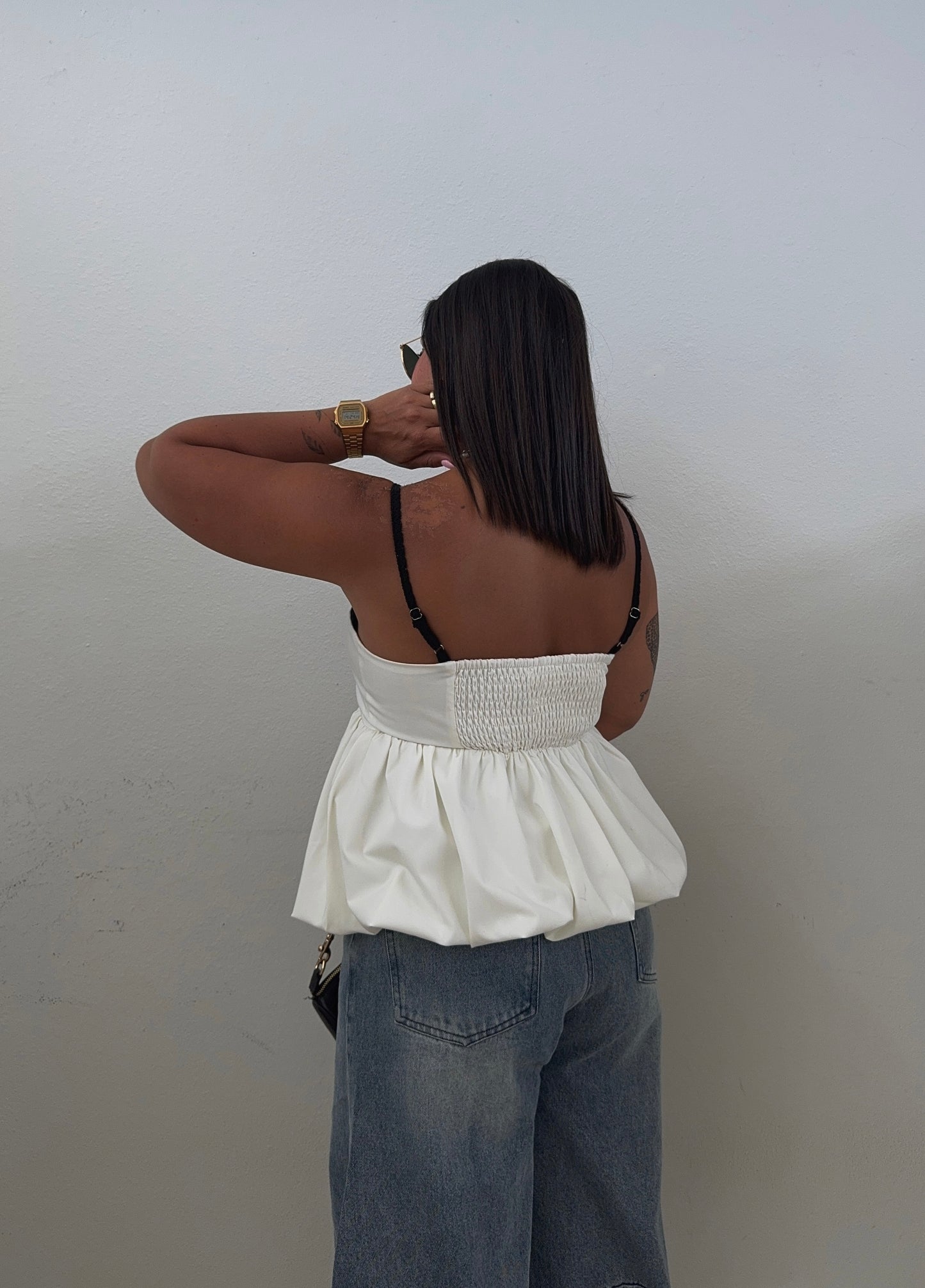 Peplum Crochet Detail Top