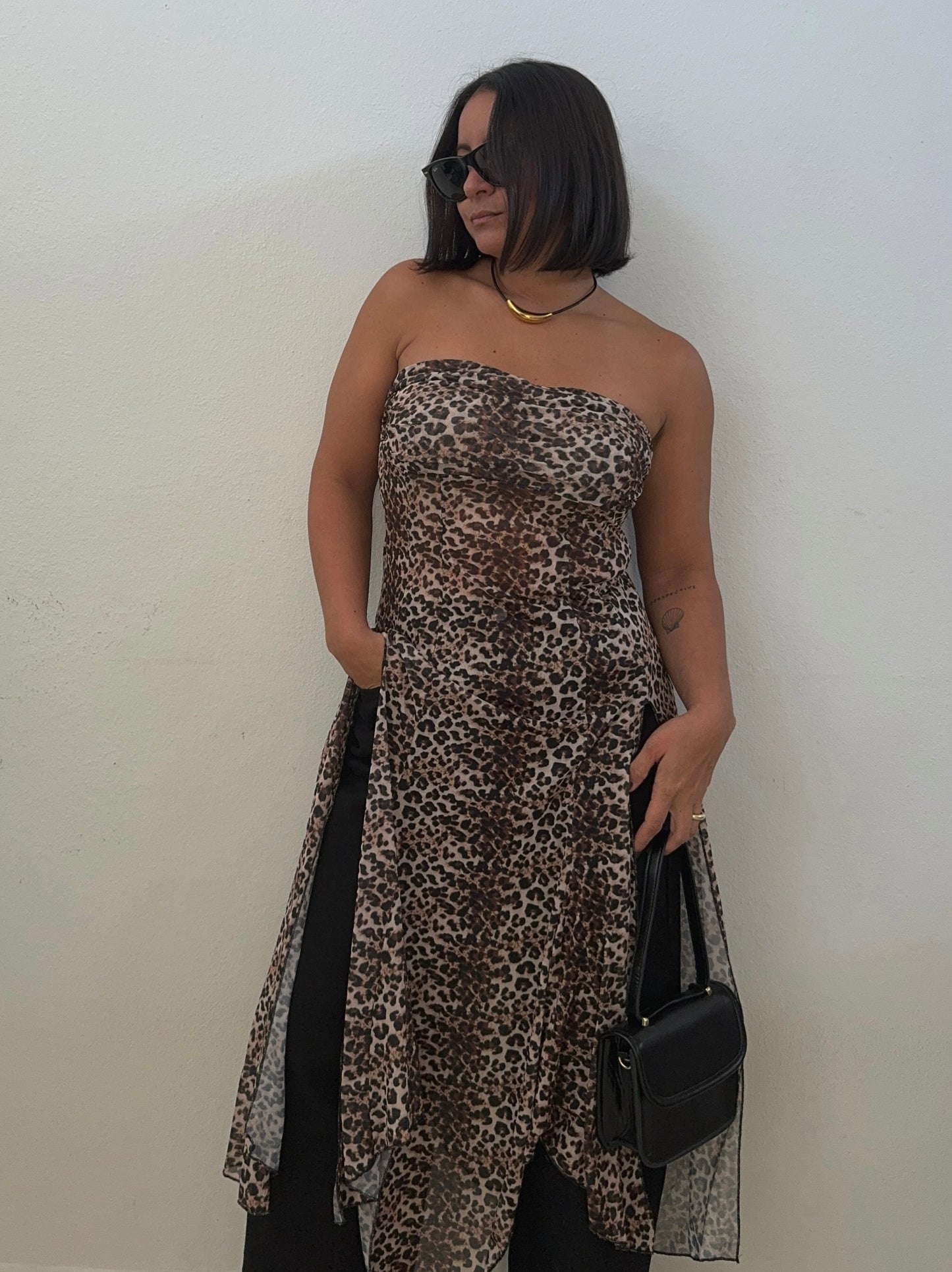 Mesh Leopard Long Dress