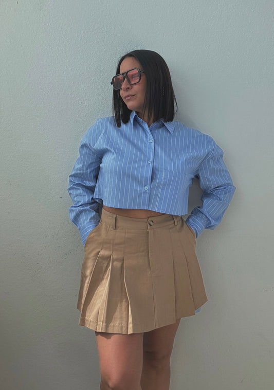 Exposed Pocket Pleated Skirt