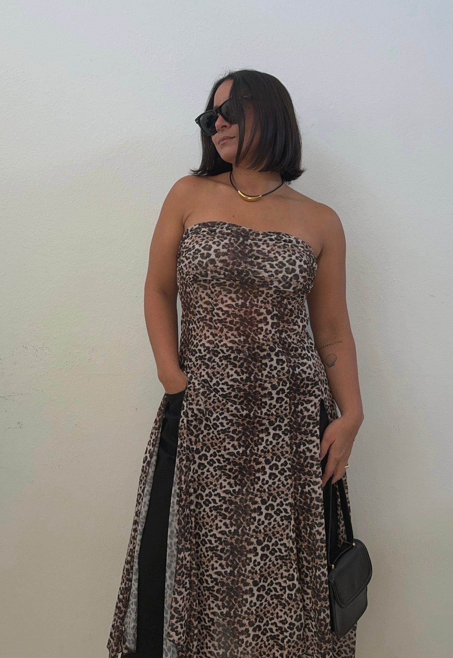 Mesh Leopard Long Dress