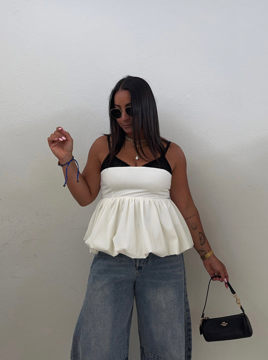 Peplum Crochet Detail Top