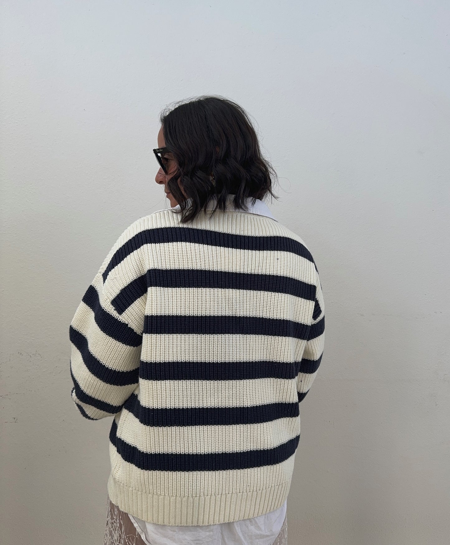 Baggy & Oversized Striped Knit Cardigan