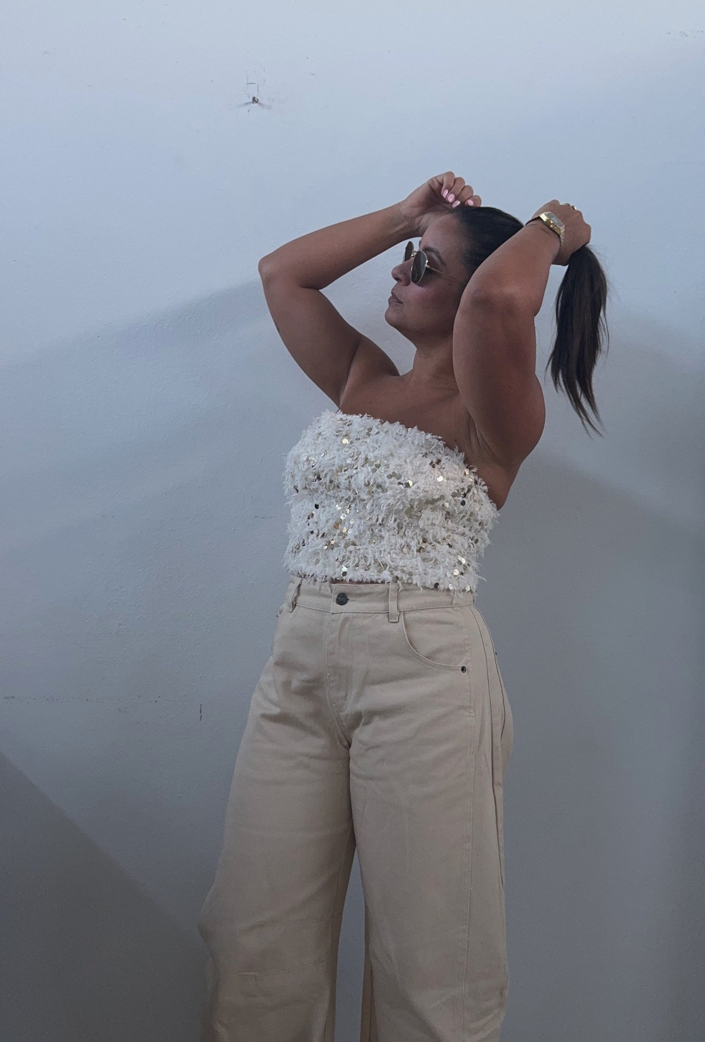 Clara Sequin Frayed Top