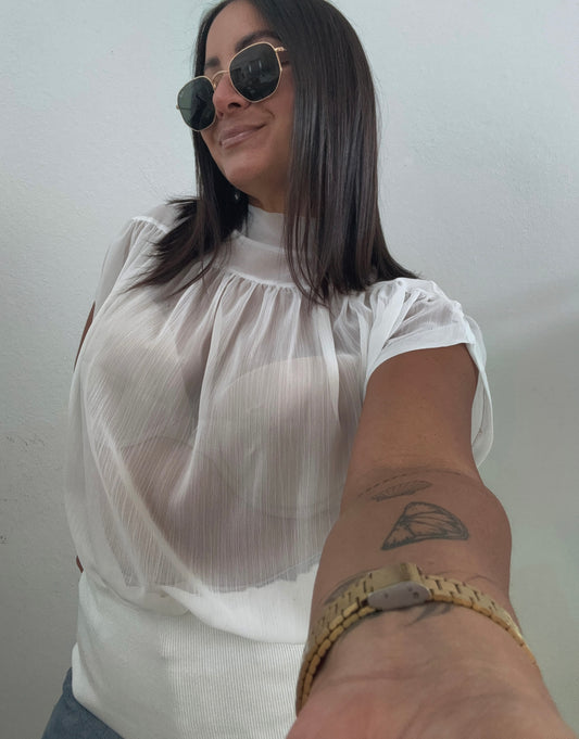 White Semi Sheer top