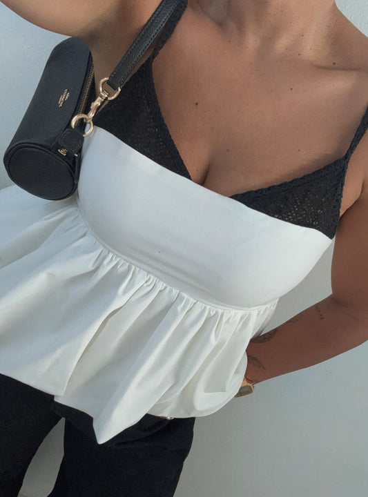 Peplum Crochet Detail Top