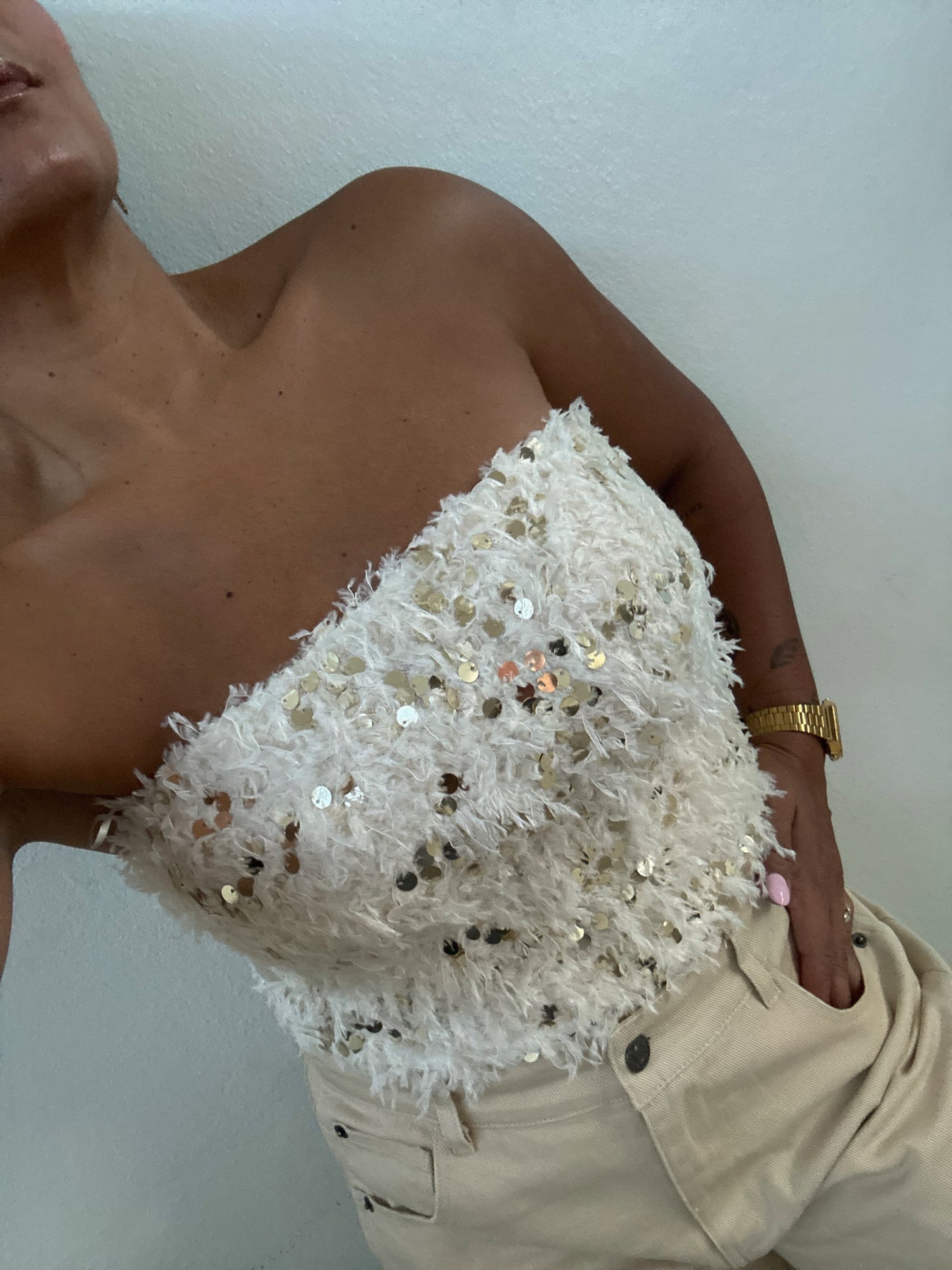 Clara Sequin Frayed Top