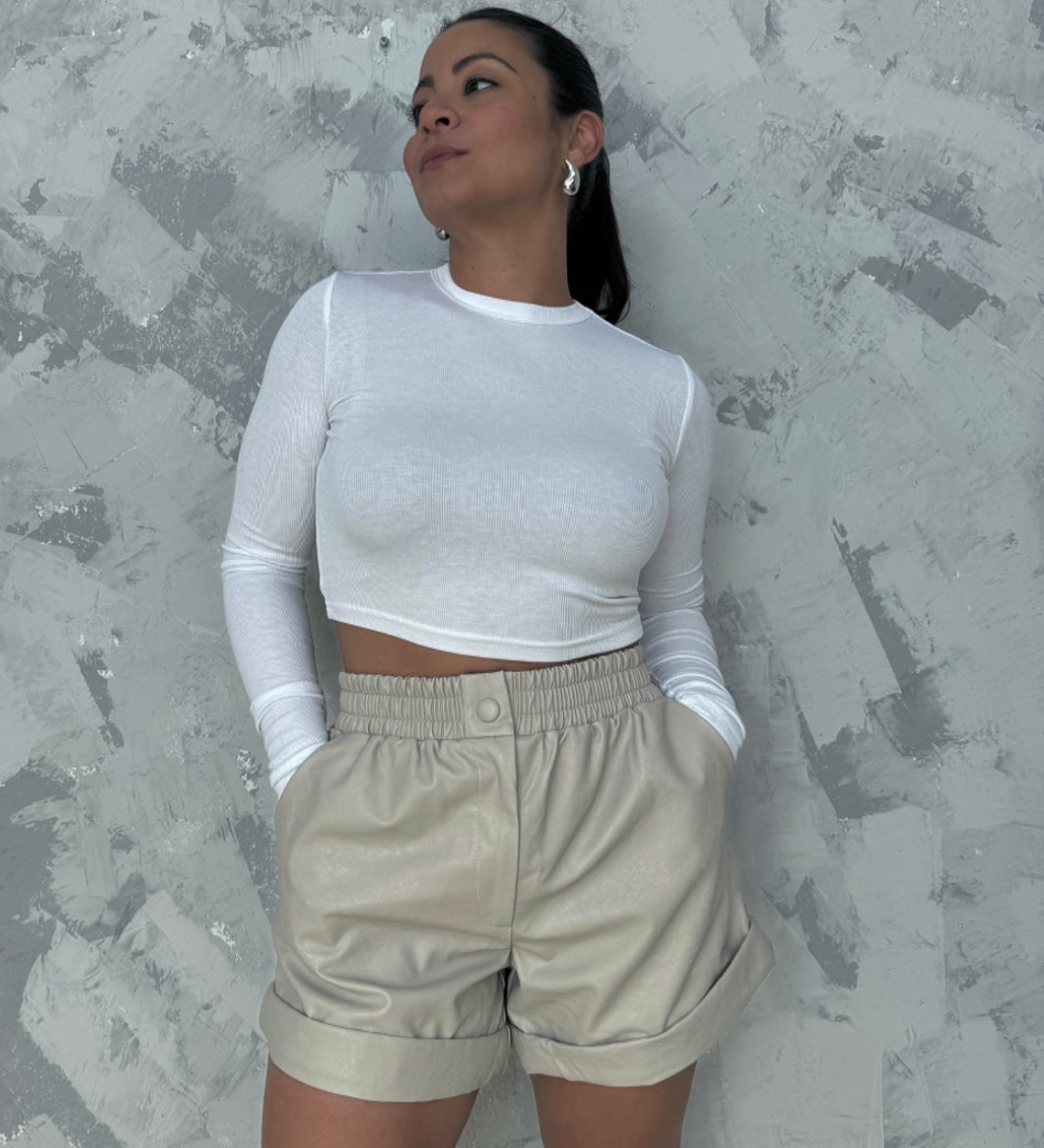 Dove Leather Shorts