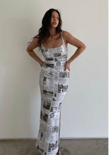 Newsprint Maxi Dress